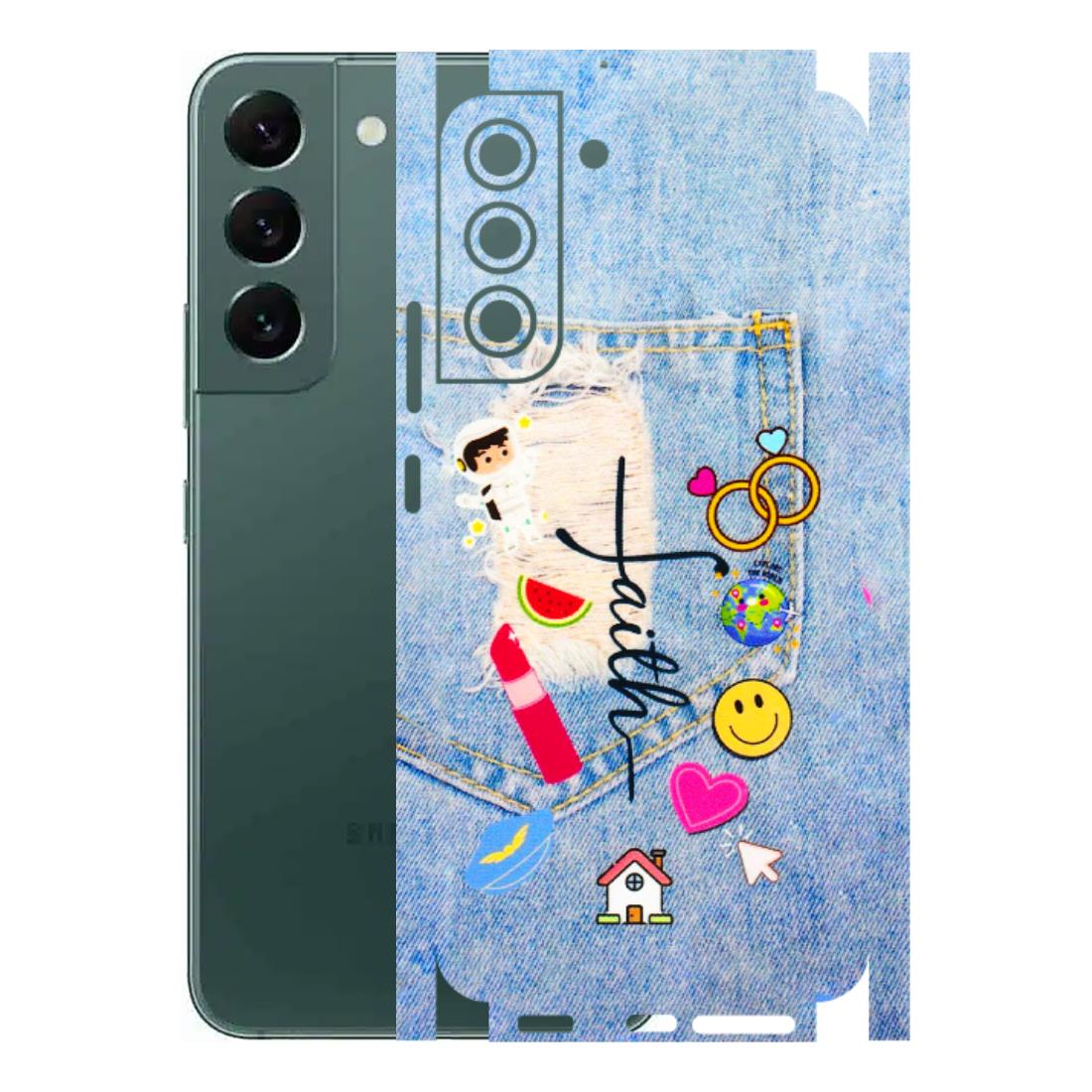 Samsung A/S Series Phone Skins (All Models) - Denim Jeans Pocket - 3D Embossed Finish (L-134) Samsung Galaxy S22 Plus
