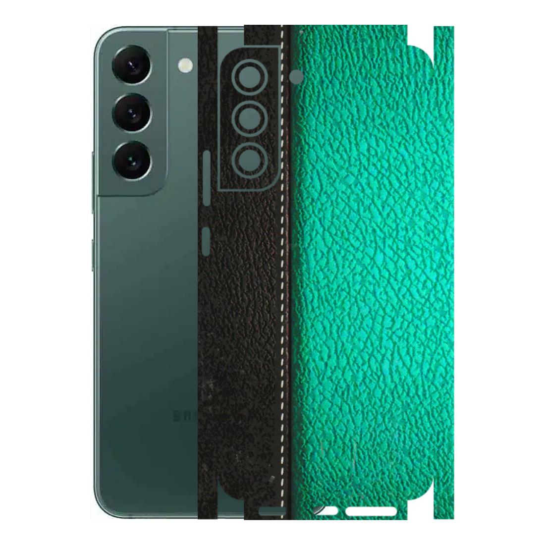 Samsung A/S Series Phone Skins (All Models) - Black Green Dual Leather Stich - 3D Embossed Finish (L-233) Samsung Galaxy S22 Plus