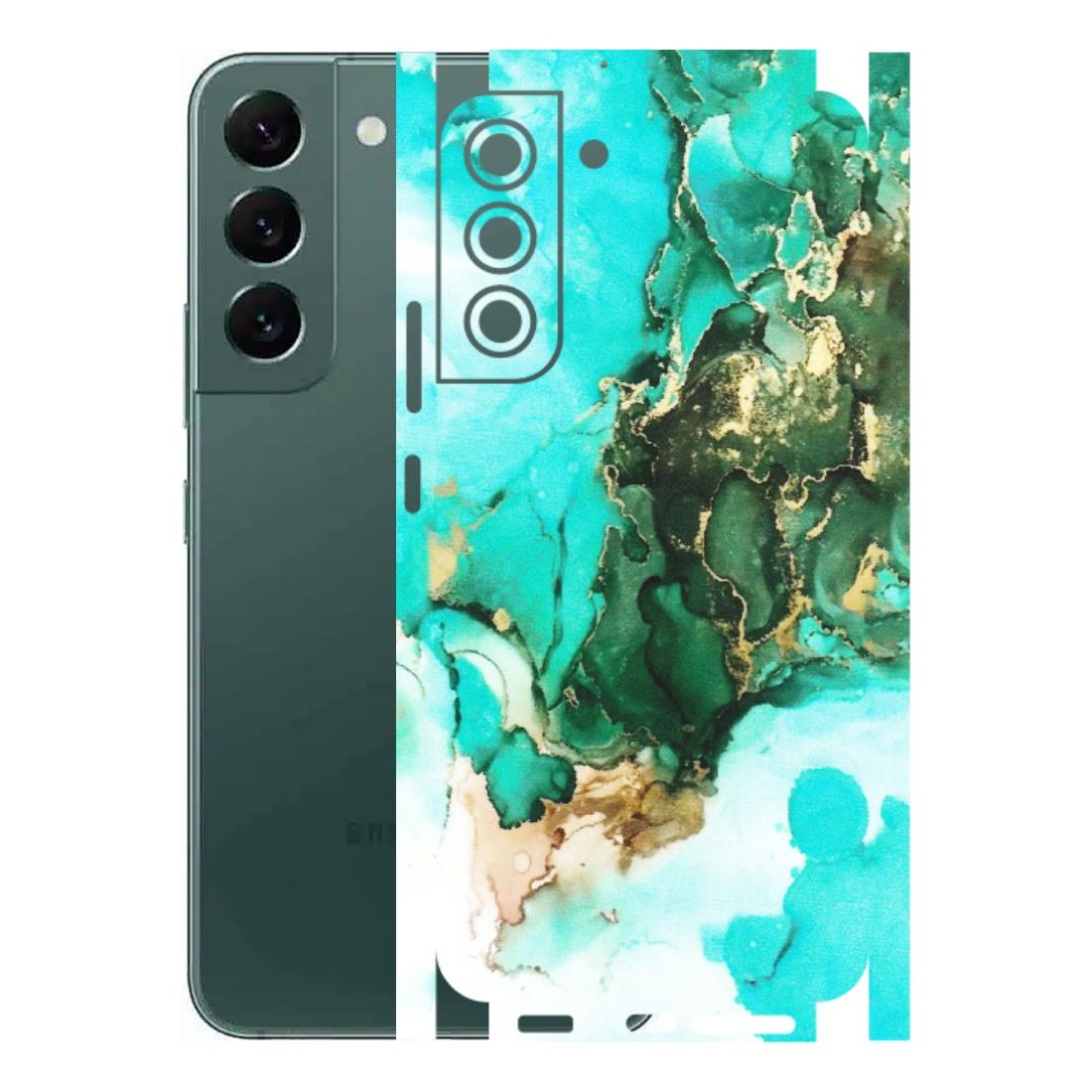 Samsung A/S Series Phone Skins (All Models) - The Blue Gold Marble - Matte Finish (M-124) Samsung Galaxy S22 Plus