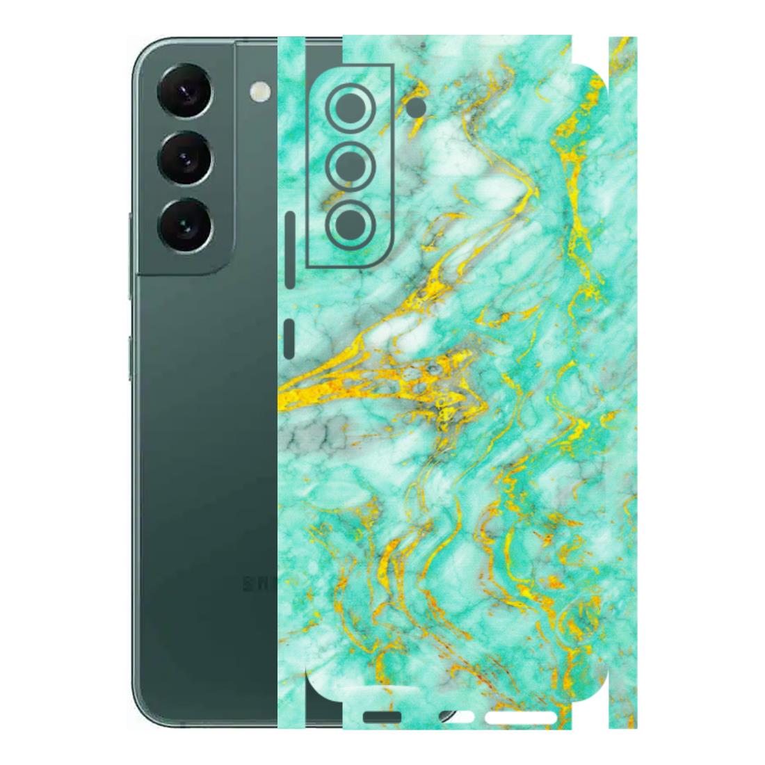 Samsung A/S Series Phone Skins (All Models) - Green And Gold Marble Feel - Matte Finish (M-16) Samsung Galaxy S22 Plus