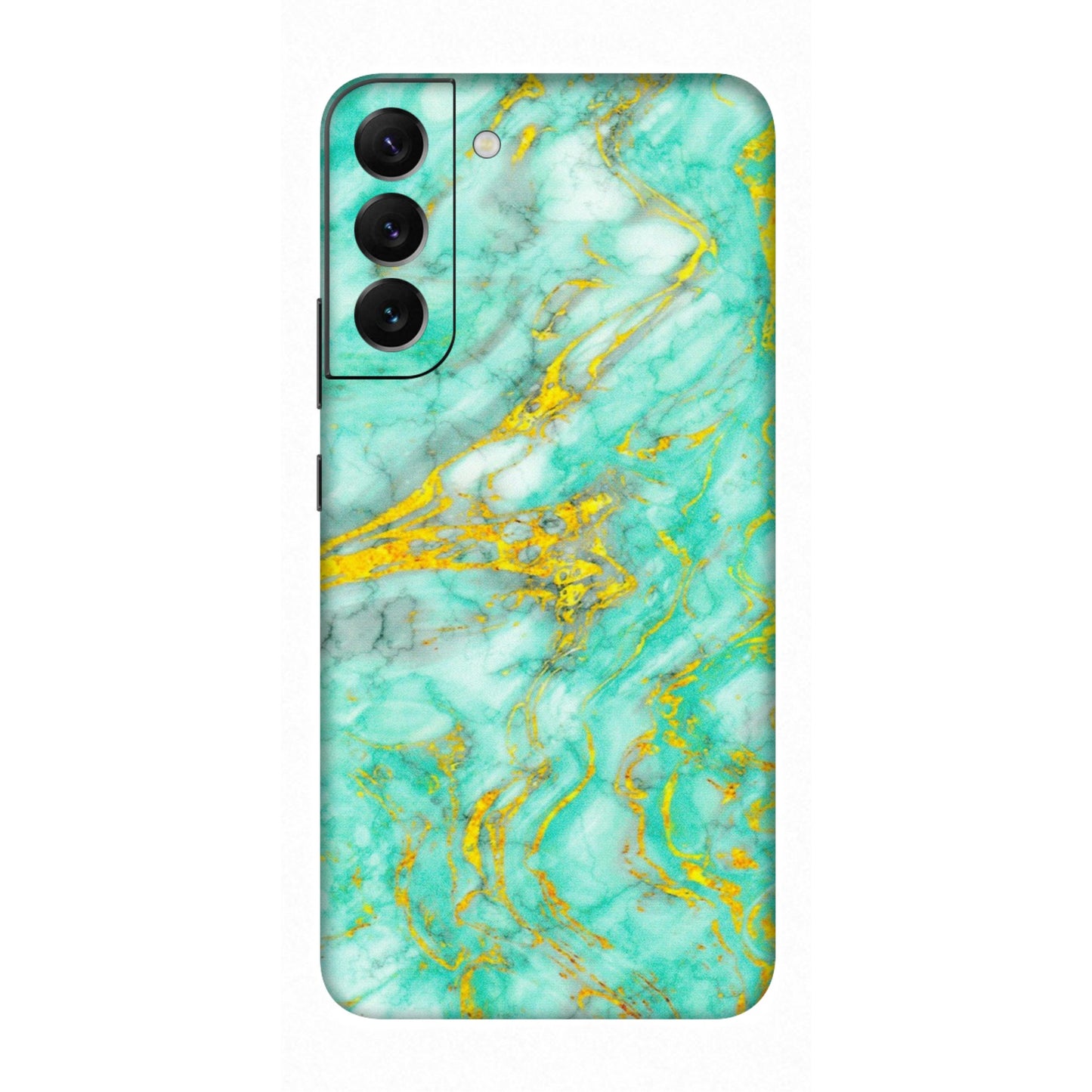 Samsung A/S Series Phone Skins (All Models) - Green And Gold Marble Feel - Matte Finish (M-16) Samsung Galaxy S22 Plus