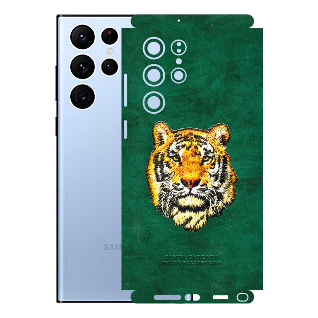 Samsung A/S Series Phone Skins (All Models) - Leather Feel Tiger - 3D Embossed Finish (L-111) Samsung Galaxy S22 Ultra