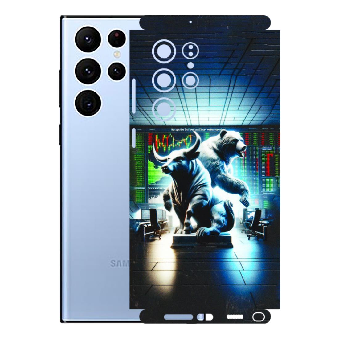 Samsung A/S Series Phone Skins (All Models) - Stock Market Sensex Bear vs Bulls - 3D Embossed Finish (L-15) Samsung Galaxy S22 Ultra