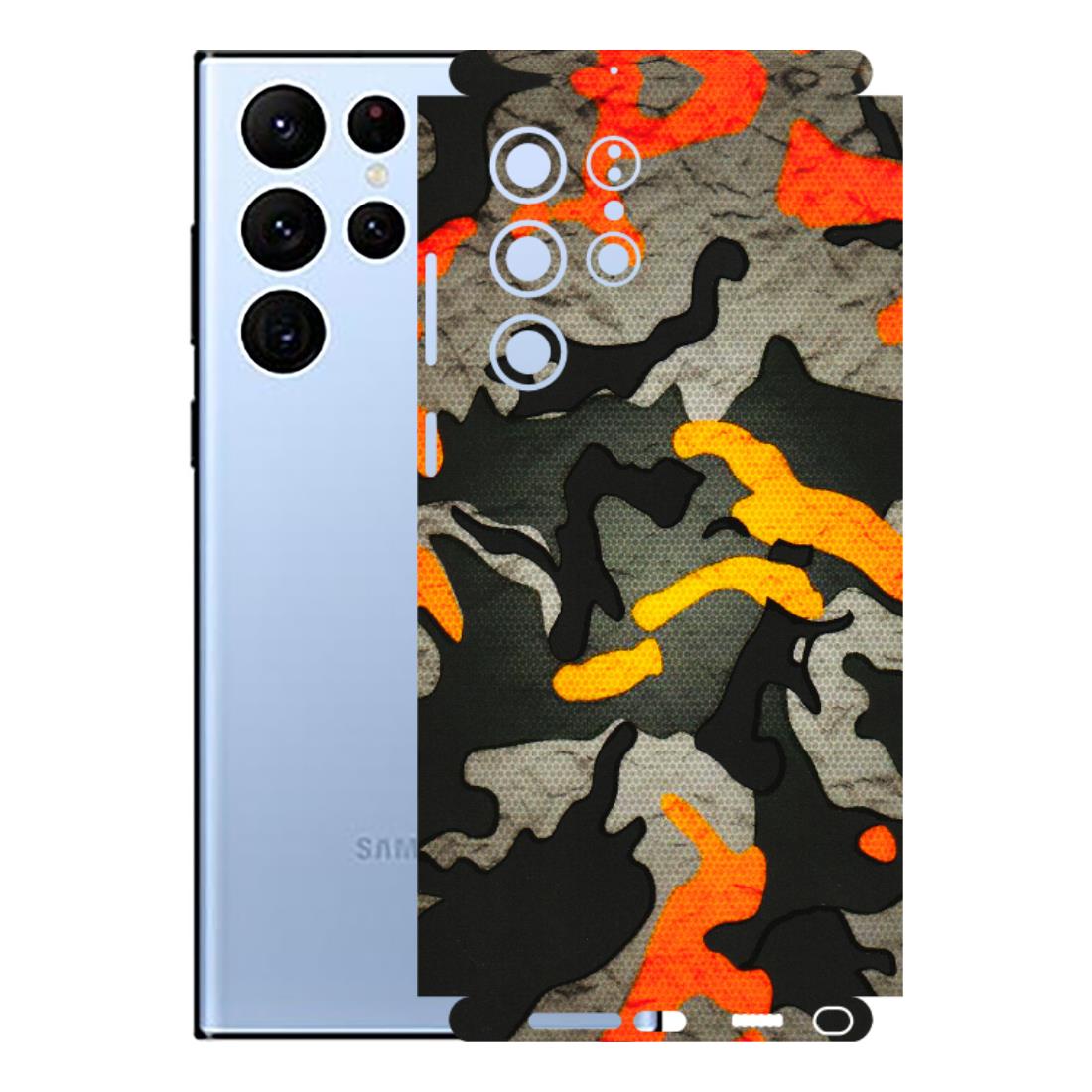 Samsung A/S Series Phone Skins (All Models) - Orange Camouflage - 3D Embossed Finish (L-204) Samsung Galaxy S22 Ultra