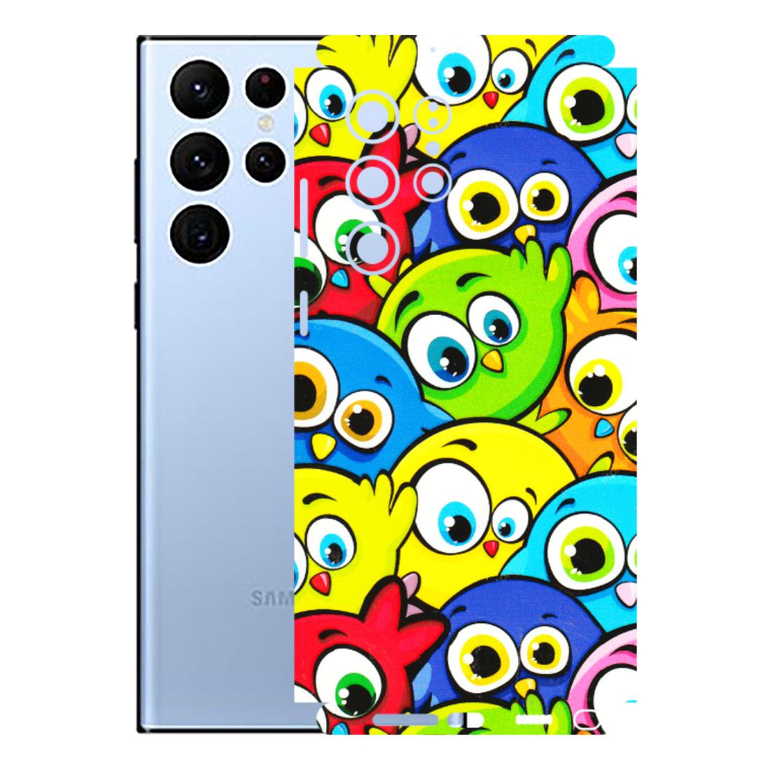 Samsung A/S Series Phone Skins (All Models) - Cute Fluffy Birds - 3D Embossed Finish (L-213) Samsung Galaxy S22 Ultra