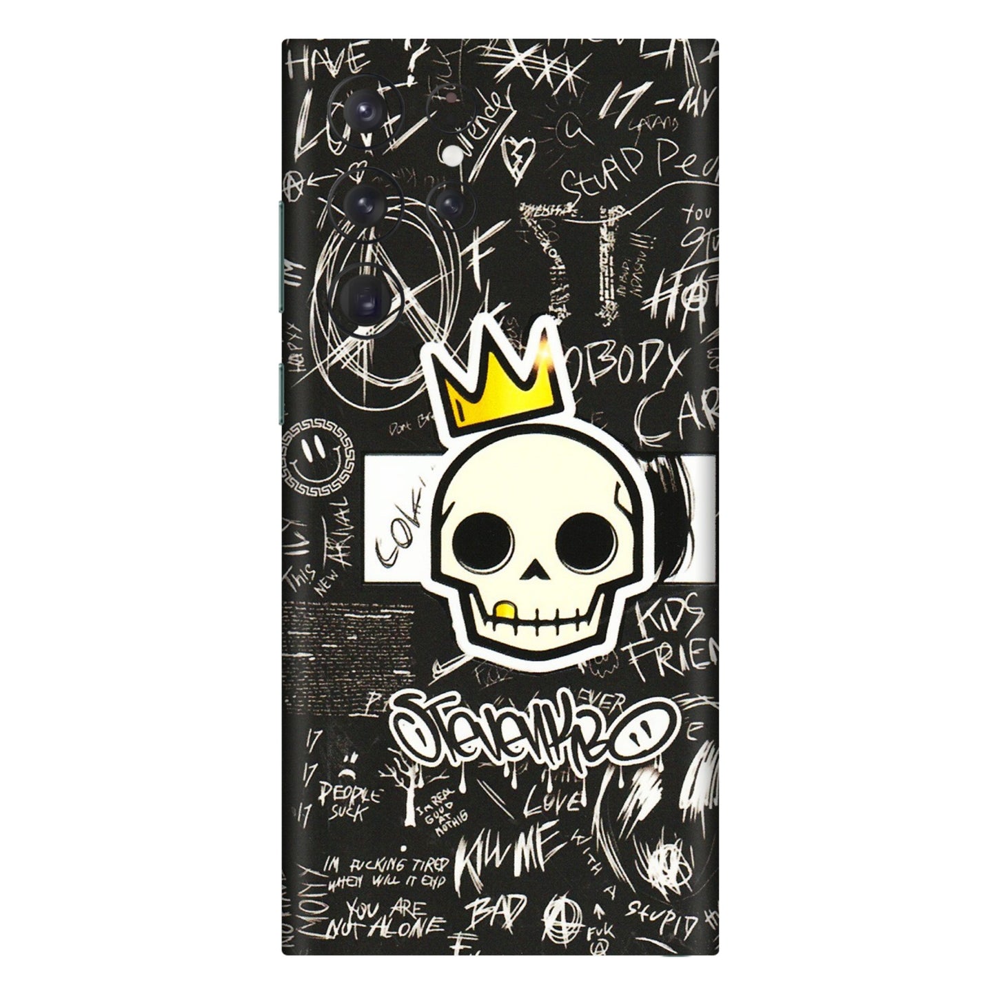Samsung A/S Series Phone Skins (All Models) - Funny Skull Black Chalk Grafitti - 3D Embossed Finish (L-22) Samsung Galaxy S22 Ultra