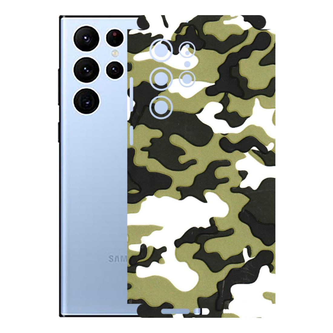 Samsung A/S Series Phone Skins (All Models) - Camouflages White And Green - 3D Embossed Finish (L-243) Samsung Galaxy S22 Ultra