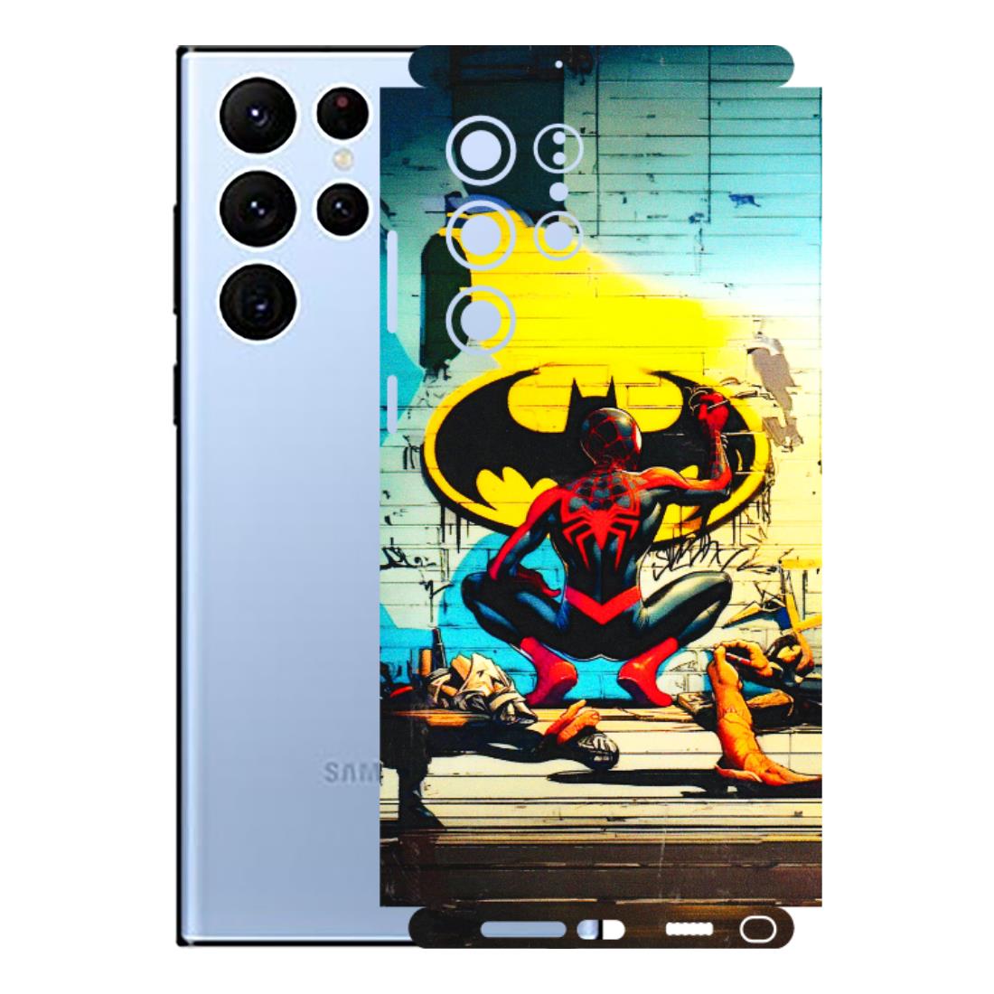 Samsung A/S Series Phone Skins (All Models) - New Spiderman Bat Logo - 3D Embossed Finish (L-309) Samsung Galaxy S22 Ultra