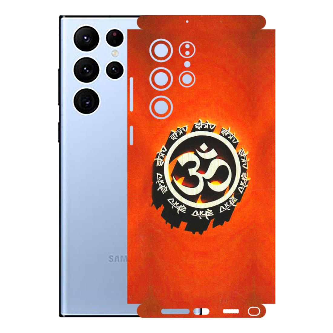 Samsung A/S Series Phone Skins (All Models) - Aum Shiv Orange - 3D Embossed Finish (L-32) Samsung Galaxy S22 Ultra