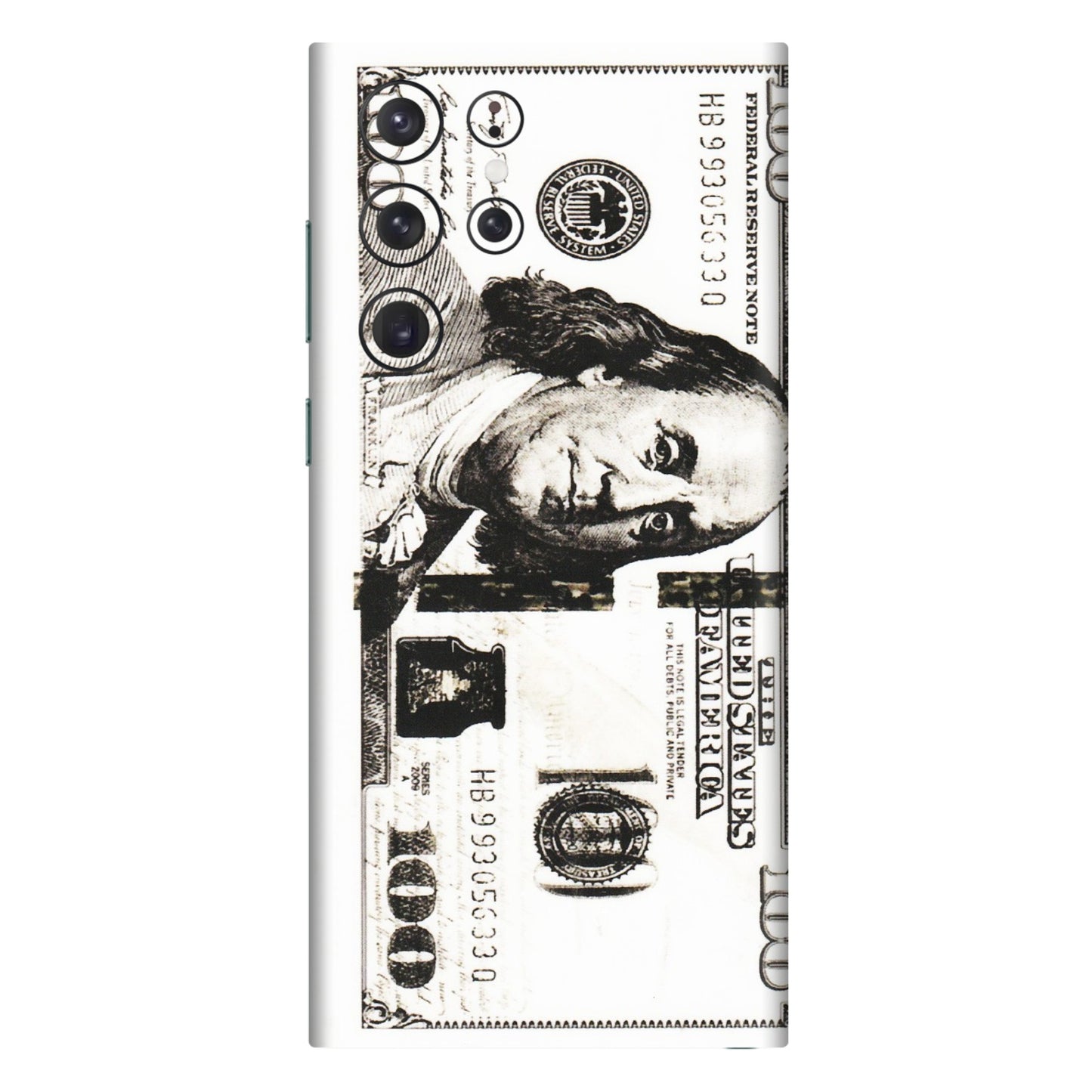 Samsung A/S Series Phone Skins (All Models) - 100 Dollar Currency - Transparent Finish (T-01) Samsung Galaxy S22 Ultra