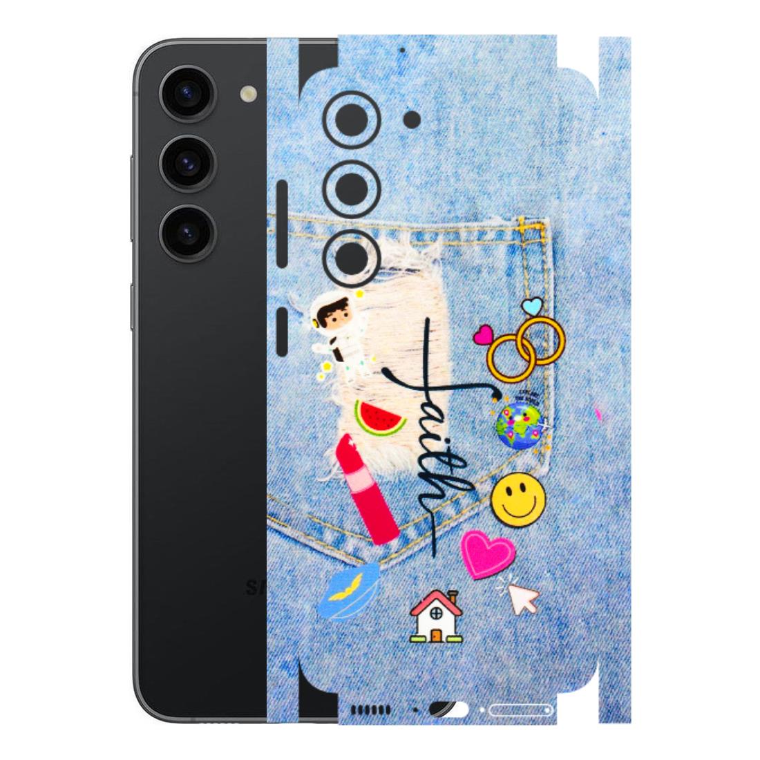 Samsung A/S Series Phone Skins (All Models) - Denim Jeans Pocket - 3D Embossed Finish (L-134) Samsung Galaxy S23 (5G)