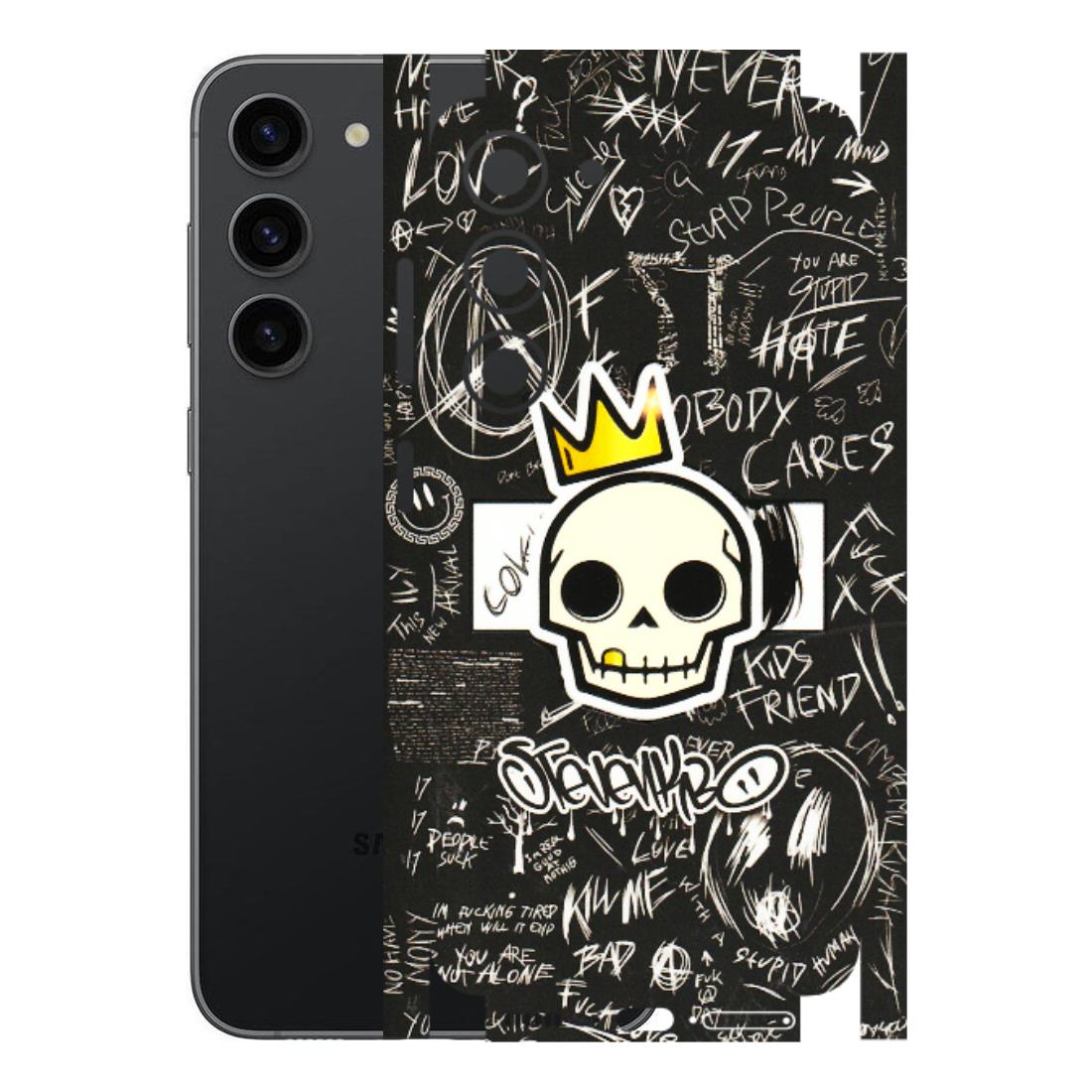 Samsung A/S Series Phone Skins (All Models) - Funny Skull Black Chalk Grafitti - 3D Embossed Finish (L-22) Samsung Galaxy S23 (5G)