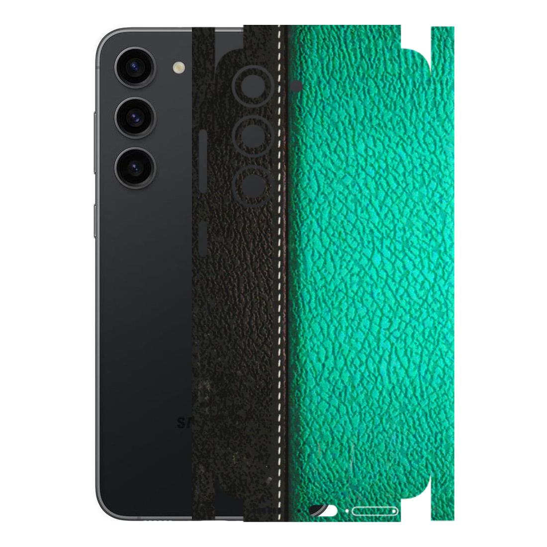 Samsung A/S Series Phone Skins (All Models) - Black Green Dual Leather Stich - 3D Embossed Finish (L-233) Samsung Galaxy S23 (5G)