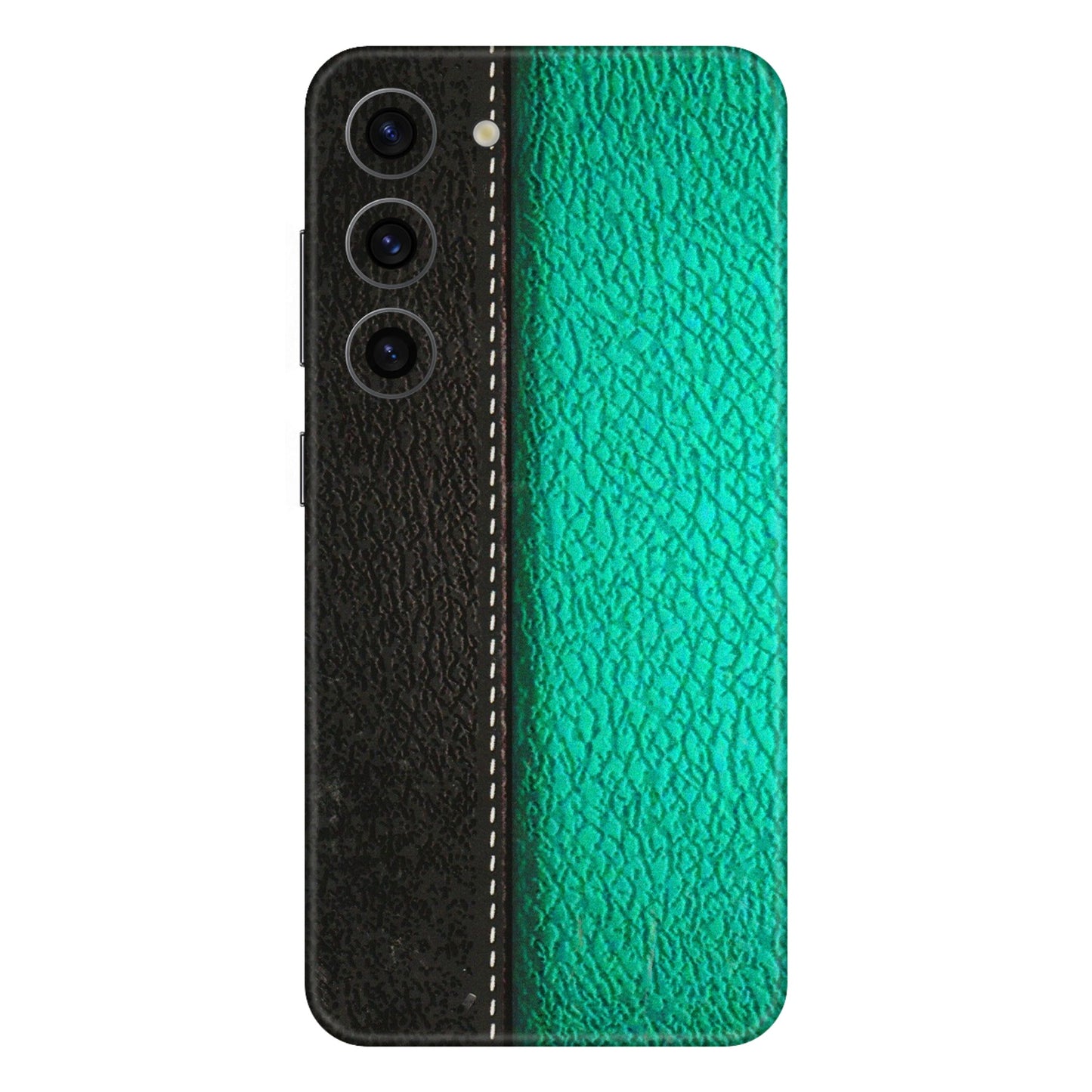 Samsung A/S Series Phone Skins (All Models) - Black Green Dual Leather Stich - 3D Embossed Finish (L-233) Samsung Galaxy S23 (5G)