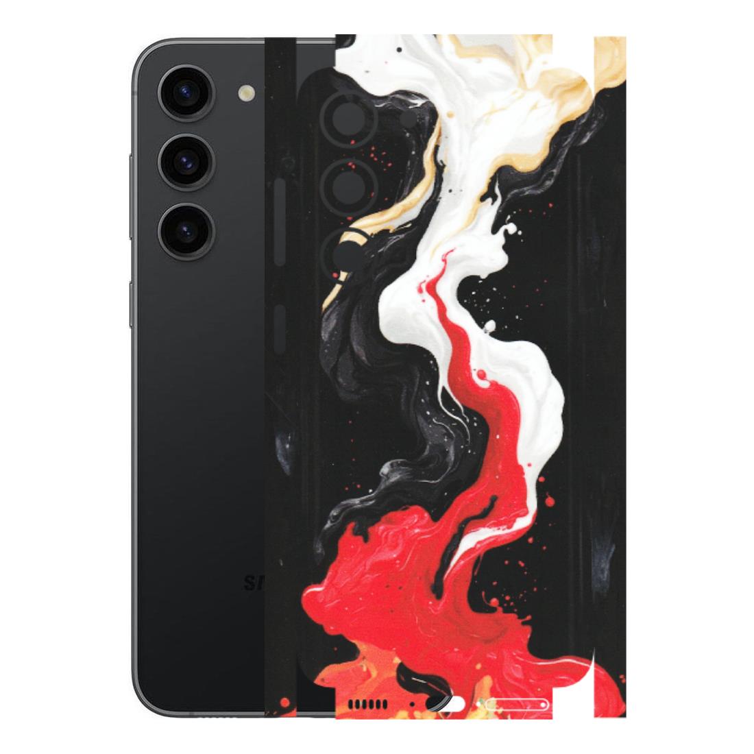 Samsung A/S Series Phone Skins (All Models) - Black Red White Paint Splash Fusion - Matte Finish (M-56) Samsung Galaxy S23 (5G)