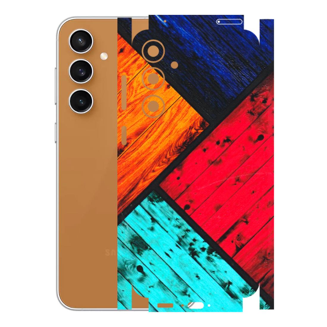 Samsung A/S Series Phone Skins (All Models) - Colourful Wood Panels Abstract - 3D Embossed Finish (L-09) Samsung Galaxy S23 FE (5G)