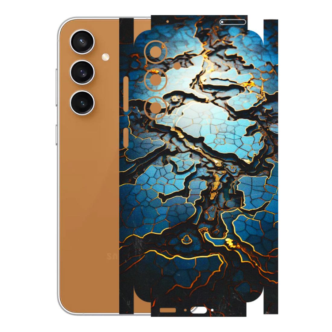 Samsung A/S Series Phone Skins (All Models) - Blue Gold Abstract - 3D Embossed Finish (L-11) Samsung Galaxy S23 FE (5G)