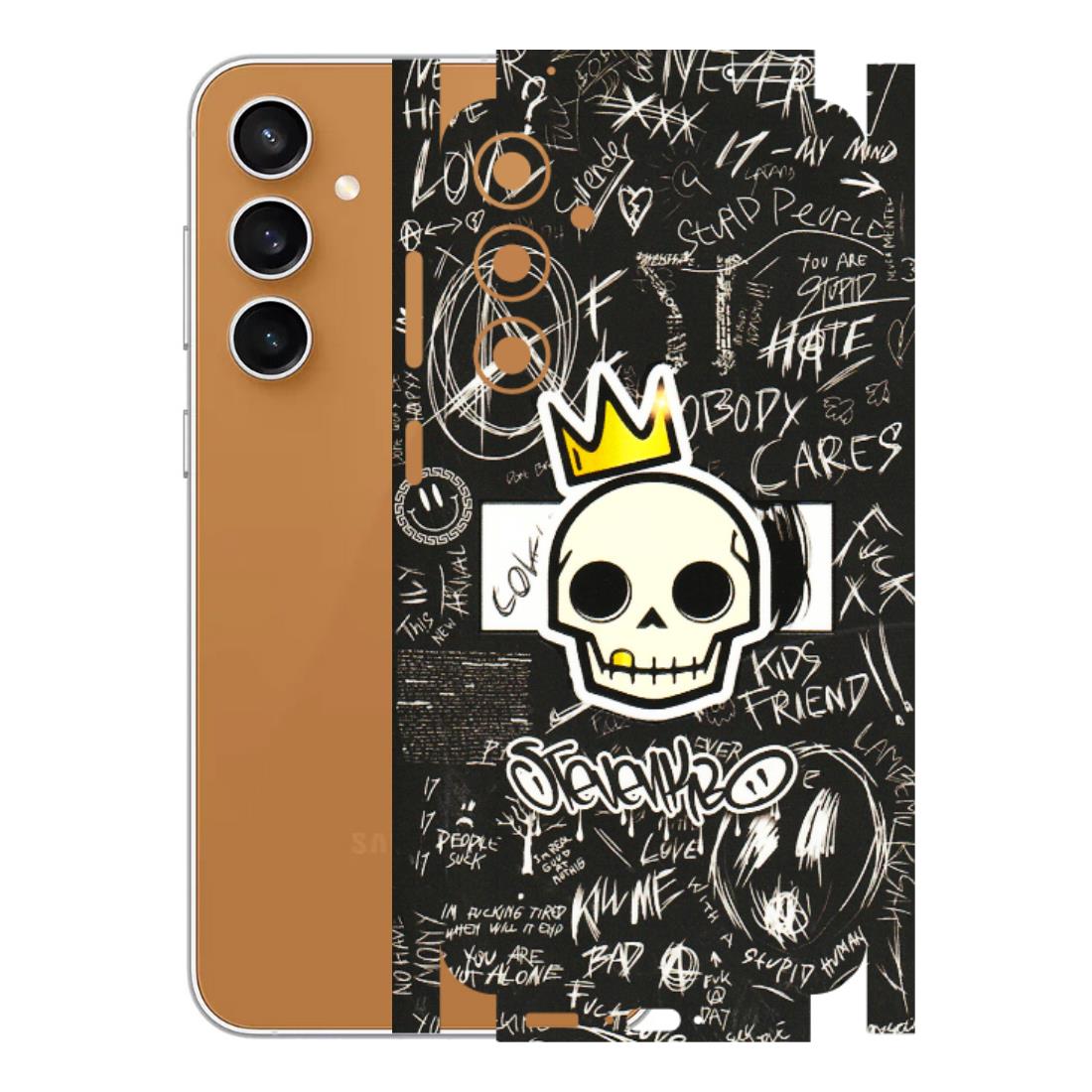 Samsung A/S Series Phone Skins (All Models) - Funny Skull Black Chalk Grafitti - 3D Embossed Finish (L-22) Samsung Galaxy S23 FE (5G)