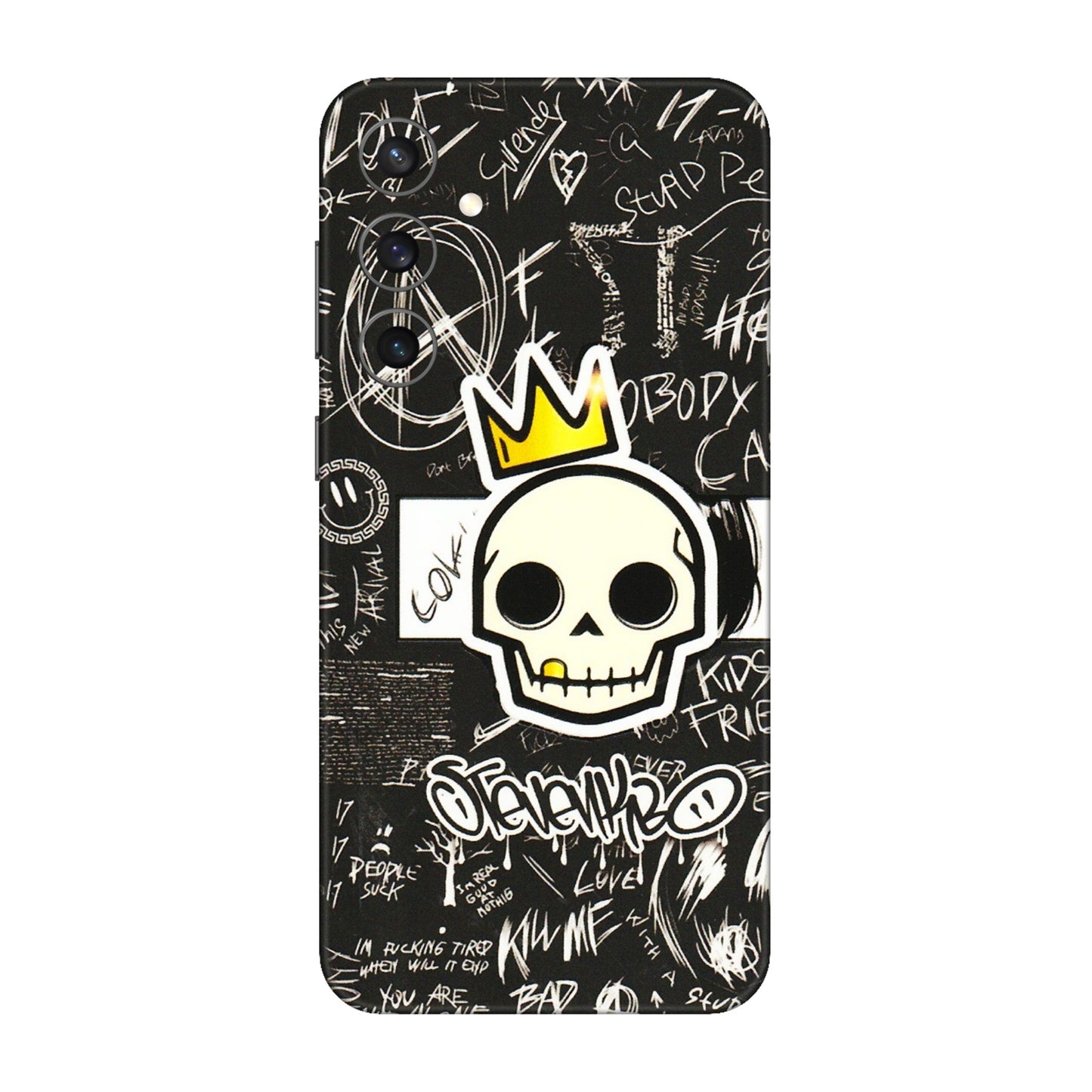 Samsung A/S Series Phone Skins (All Models) - Funny Skull Black Chalk Grafitti - 3D Embossed Finish (L-22) Samsung Galaxy S23 FE (5G)