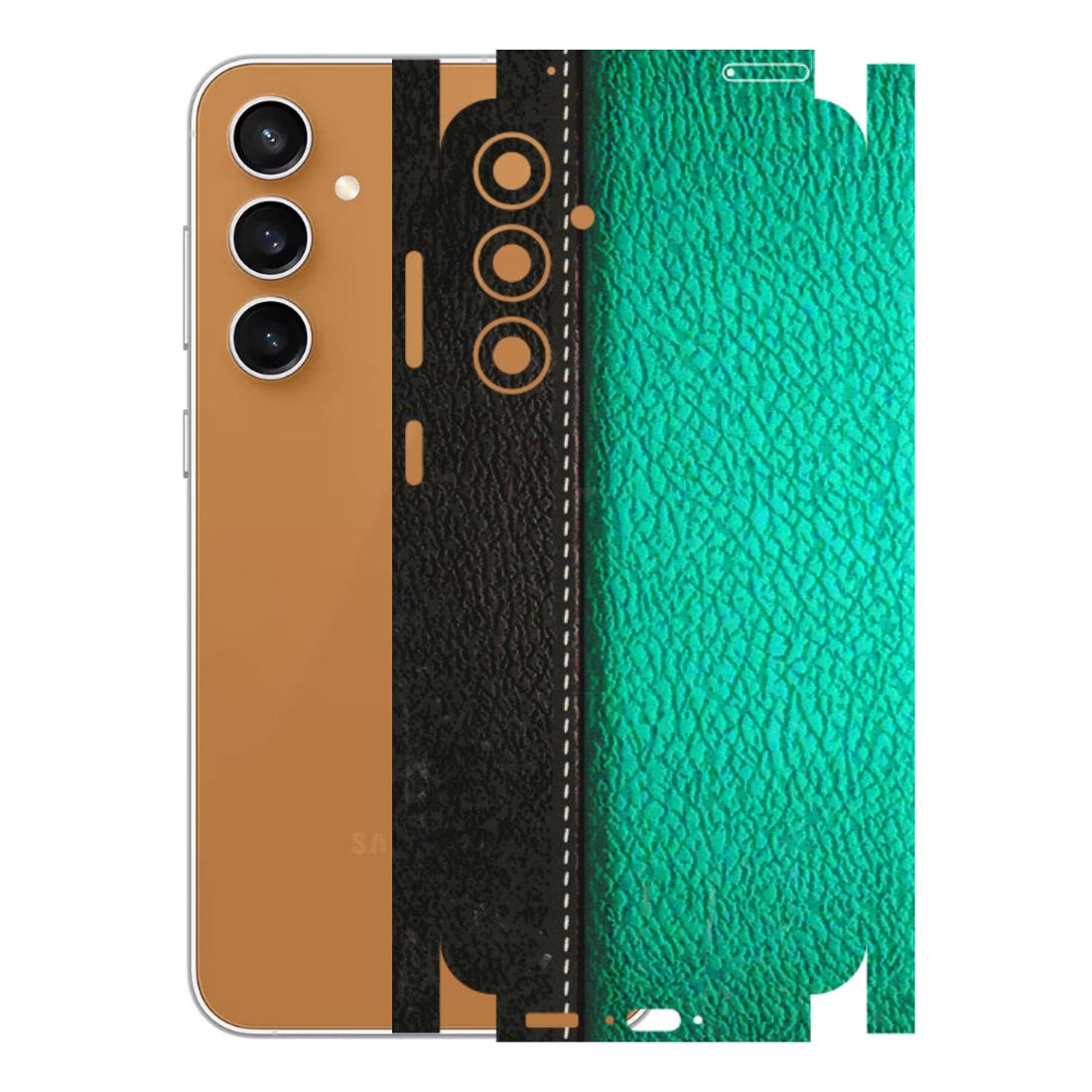 Samsung A/S Series Phone Skins (All Models) - Black Green Dual Leather Stich - 3D Embossed Finish (L-233) Samsung Galaxy S23 FE (5G)
