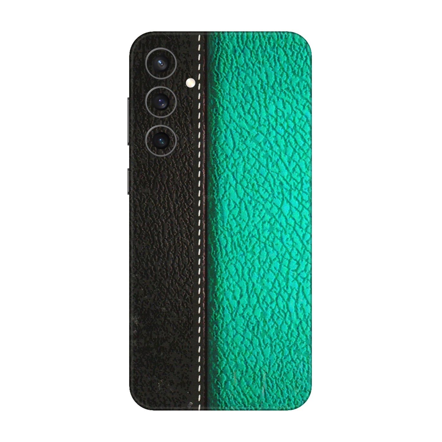 Samsung A/S Series Phone Skins (All Models) - Black Green Dual Leather Stich - 3D Embossed Finish (L-233) Samsung Galaxy S23 FE (5G)