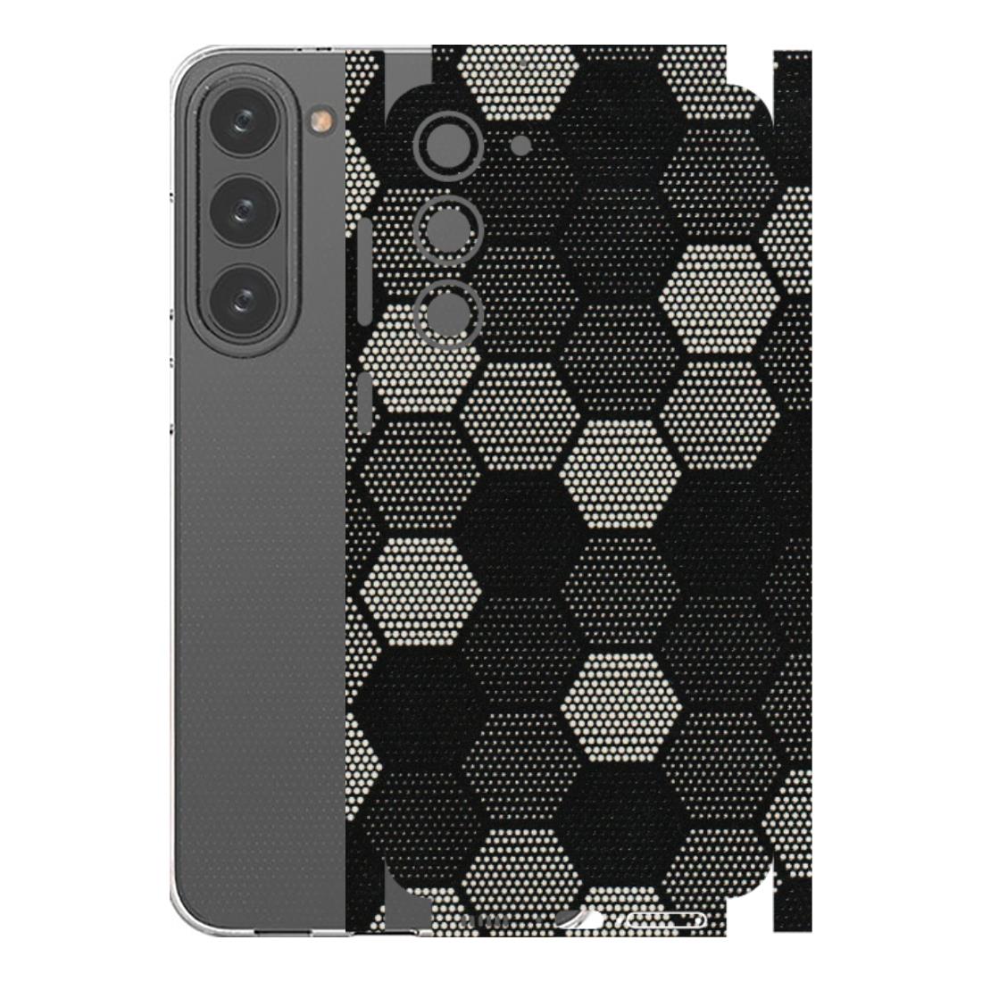 Samsung A/S Series Phone Skins (All Models) - Black & White Dotted Honeycomb Texture - 3D Embossed Finish (L-202) Samsung Galaxy S23 Plus (5G)