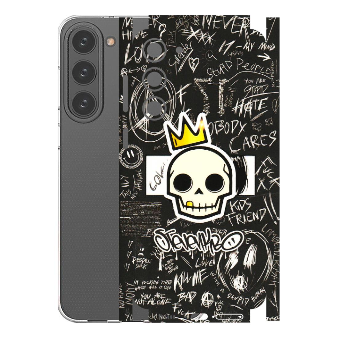 Samsung A/S Series Phone Skins (All Models) - Funny Skull Black Chalk Grafitti - 3D Embossed Finish (L-22) Samsung Galaxy S23 Plus (5G)