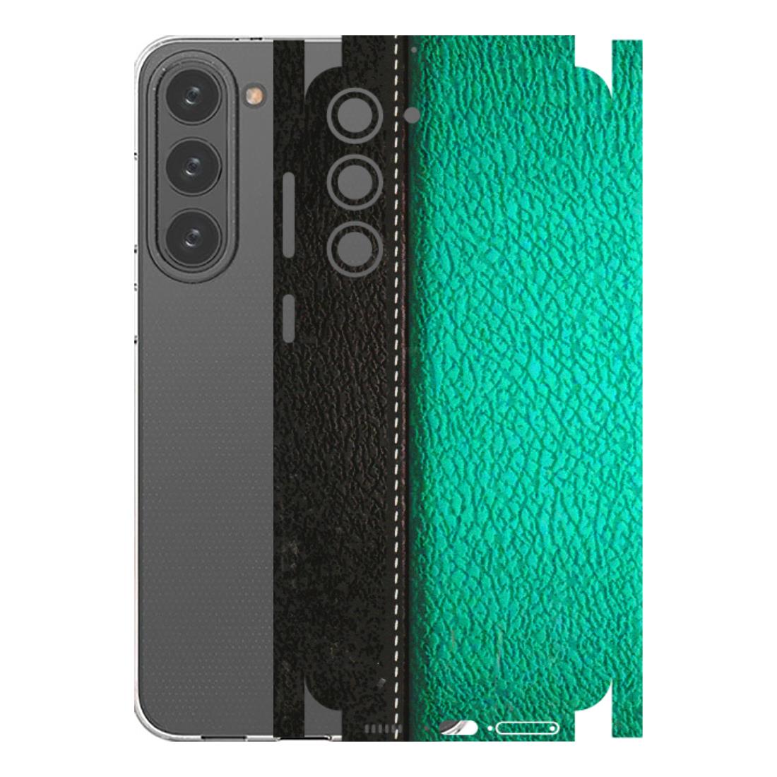 Samsung A/S Series Phone Skins (All Models) - Black Green Dual Leather Stich - 3D Embossed Finish (L-233) Samsung Galaxy S23 Plus (5G)
