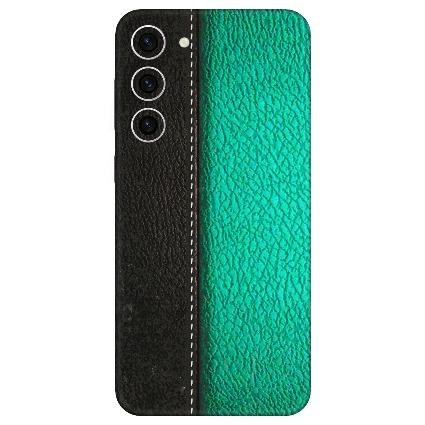 Samsung A/S Series Phone Skins (All Models) - Black Green Dual Leather Stich - 3D Embossed Finish (L-233) Samsung Galaxy S23 Plus (5G)