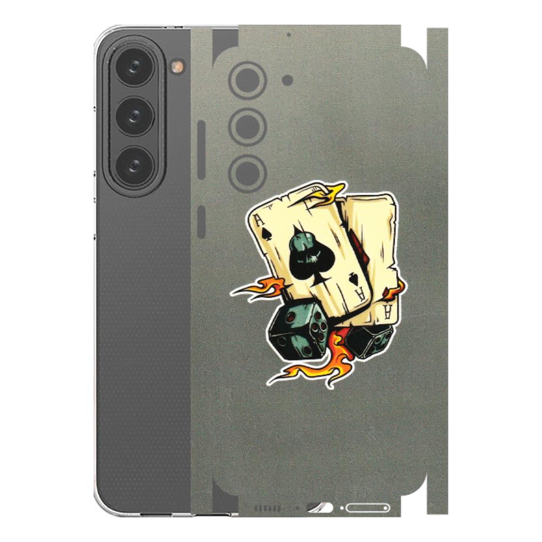 Samsung A/S Series Phone Skins (All Models) - Grey Cards Of Ace - 3D Embossed Finish (L-77) Samsung Galaxy S23 Plus (5G)