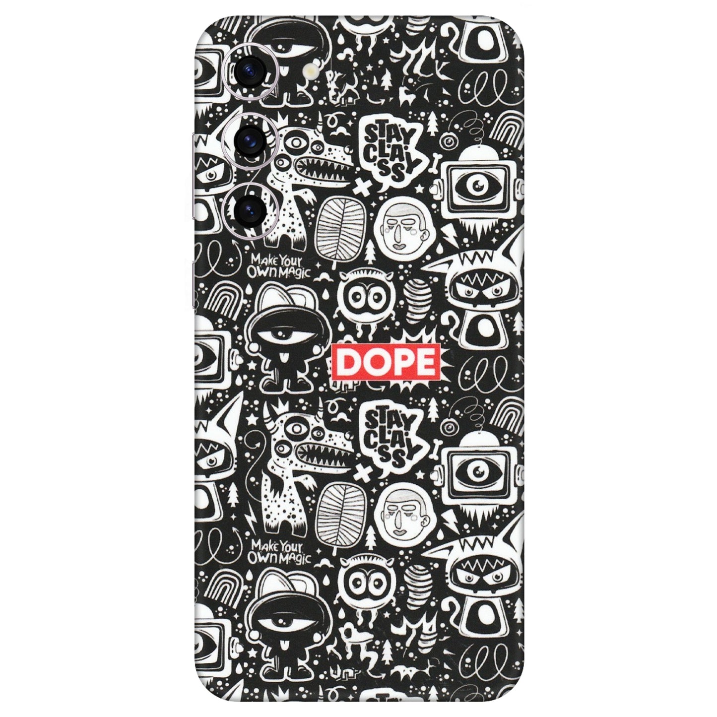 Samsung A/S Series Phone Skins (All Models) - Dope Stay Classy Black Doodles - Matte Finish (M-126) Samsung Galaxy S23 Plus (5G)