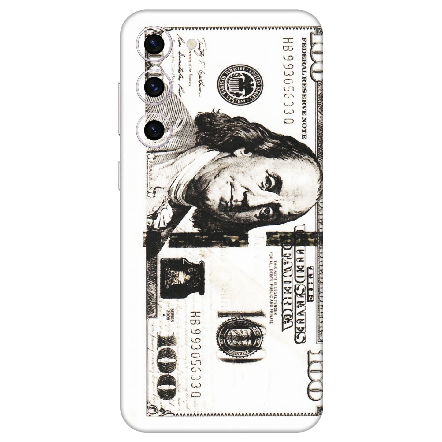 Samsung A/S Series Phone Skins (All Models) - 100 Dollar Currency - Transparent Finish (T-01) Samsung Galaxy S23 Plus (5G)