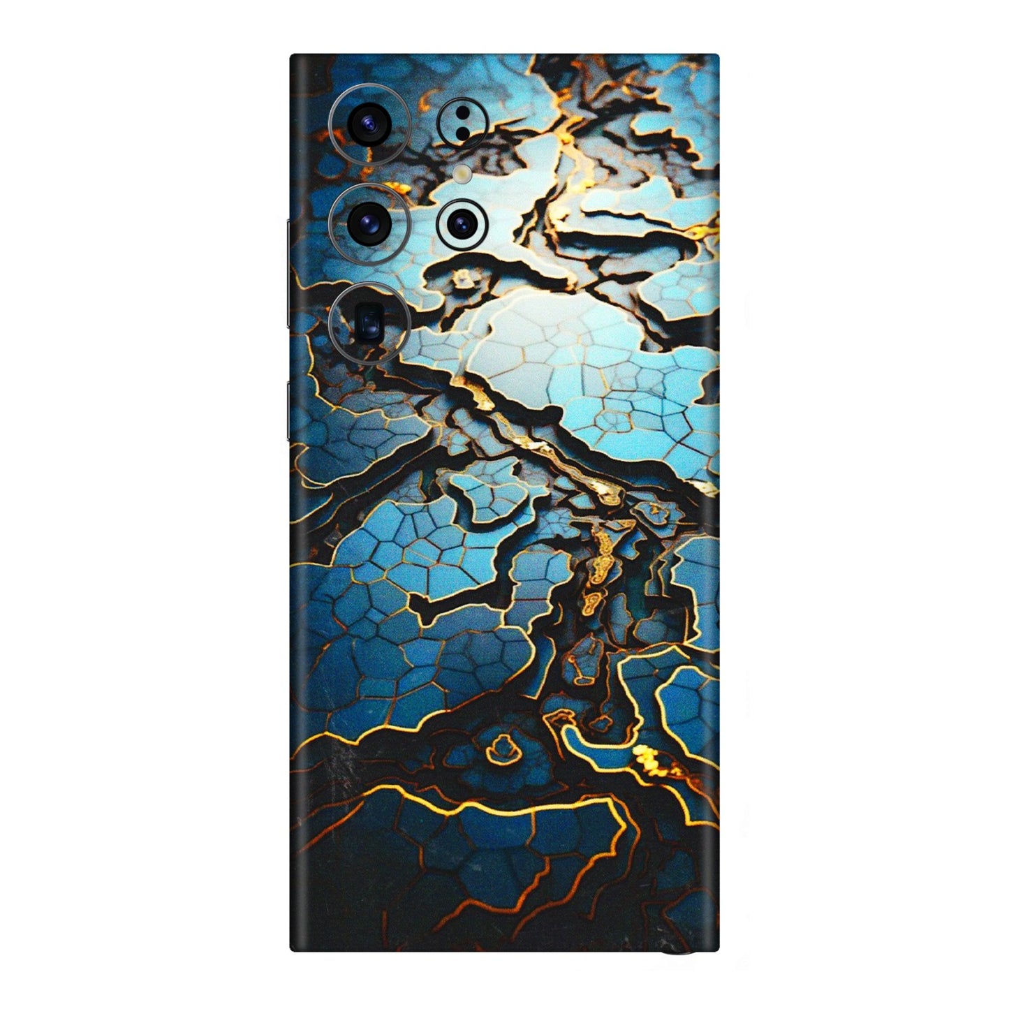 Samsung A/S Series Phone Skins (All Models) - Blue Gold Abstract - 3D Embossed Finish (L-11) Samsung Galaxy S23 Ultra (5G)