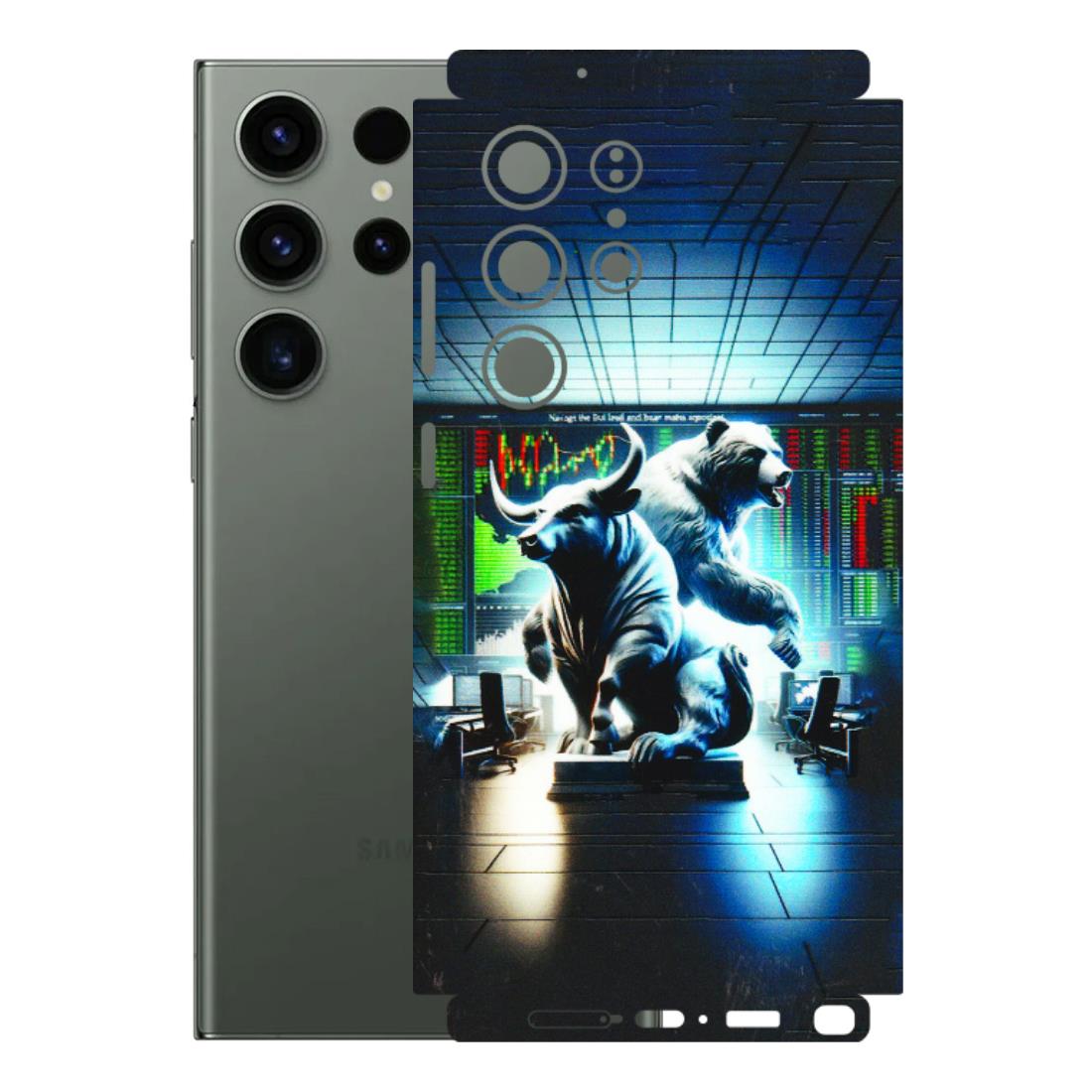 Samsung A/S Series Phone Skins (All Models) - Stock Market Sensex Bear vs Bulls - 3D Embossed Finish (L-15) Samsung Galaxy S23 Ultra (5G)