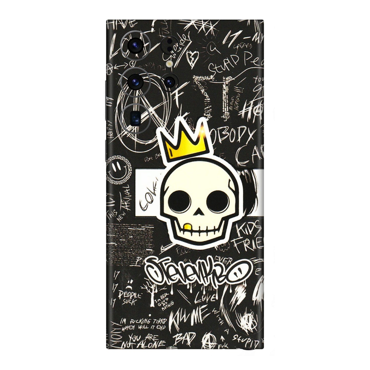 Samsung A/S Series Phone Skins (All Models) - Funny Skull Black Chalk Grafitti - 3D Embossed Finish (L-22) Samsung Galaxy S23 Ultra (5G)