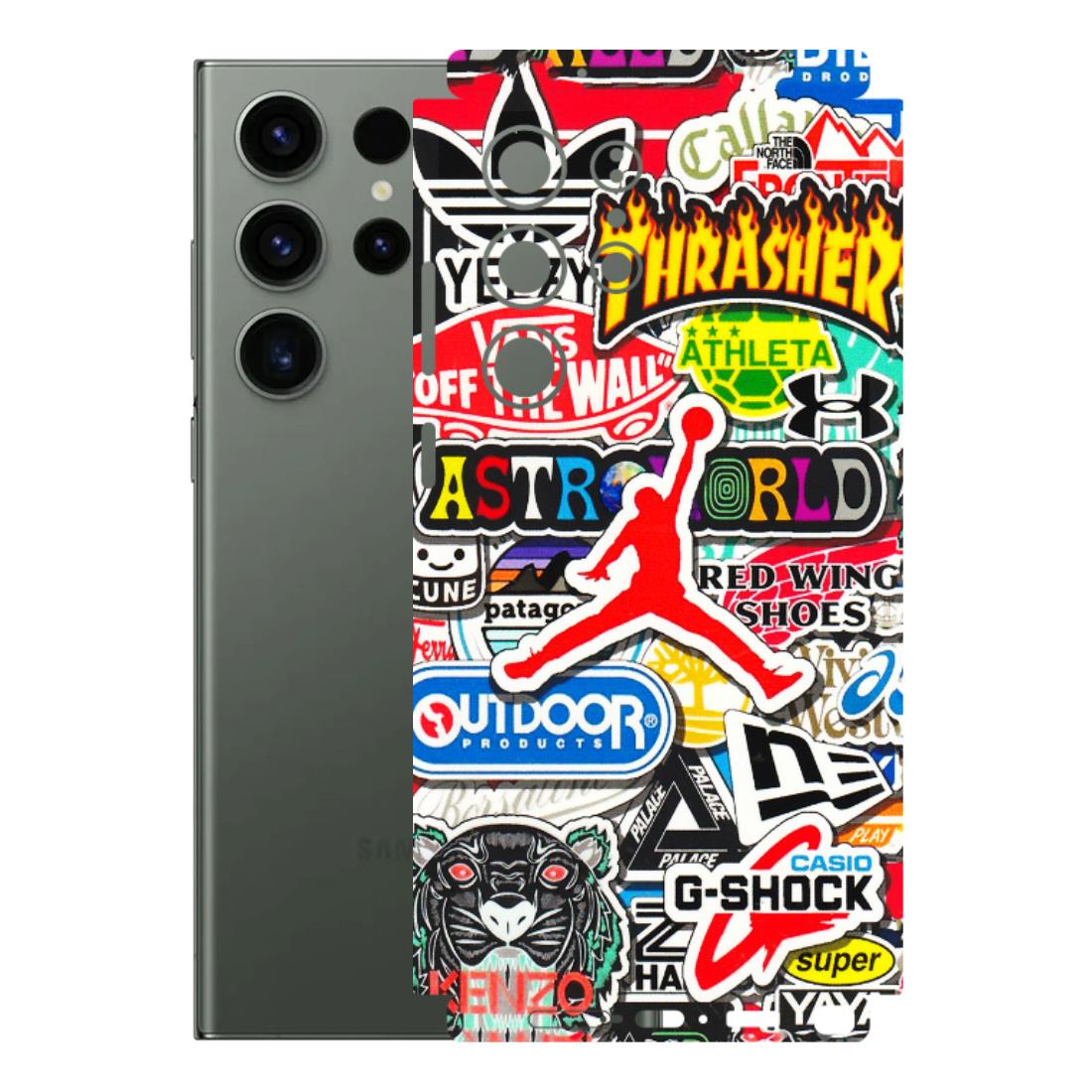 Samsung A/S Series Phone Skins (All Models) - Multi Brands Sticker Graffiti - 3D Embossed Finish (L-37) Samsung Galaxy S23 Ultra (5G)