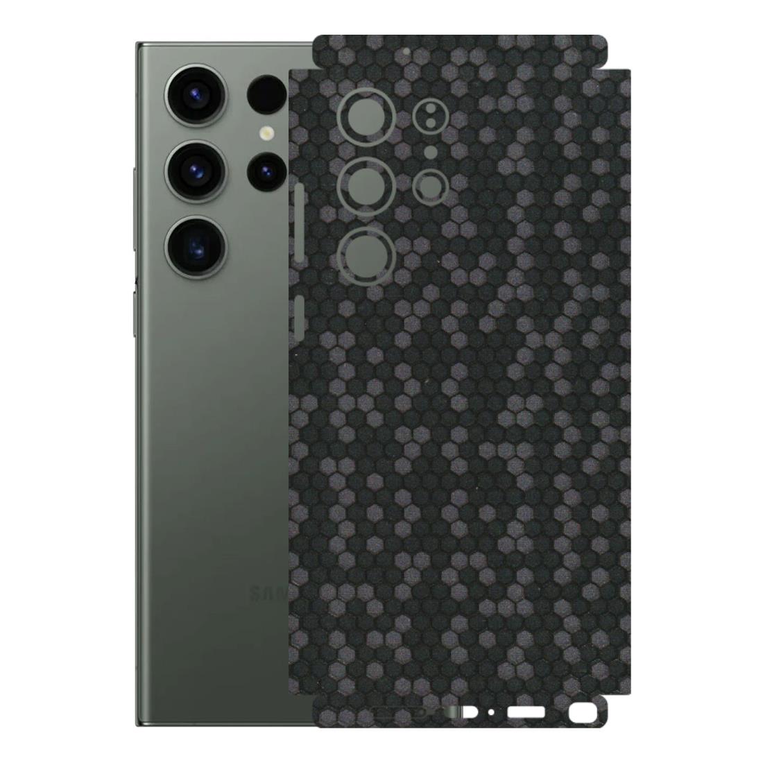 Samsung A/S Series Phone Skins (All Models) - Black Grey Honeycomb Sober - 3D Embossed Finish (L-85) Samsung Galaxy S23 Ultra (5G)