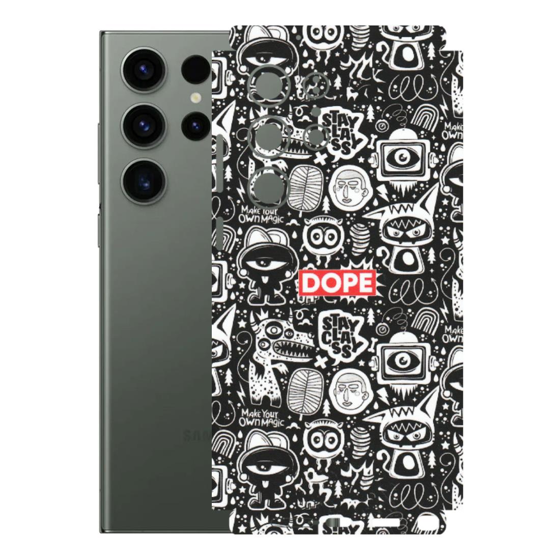 Samsung A/S Series Phone Skins (All Models) - Dope Stay Classy Black Doodles - Matte Finish (M-126) Samsung Galaxy S23 Ultra (5G)