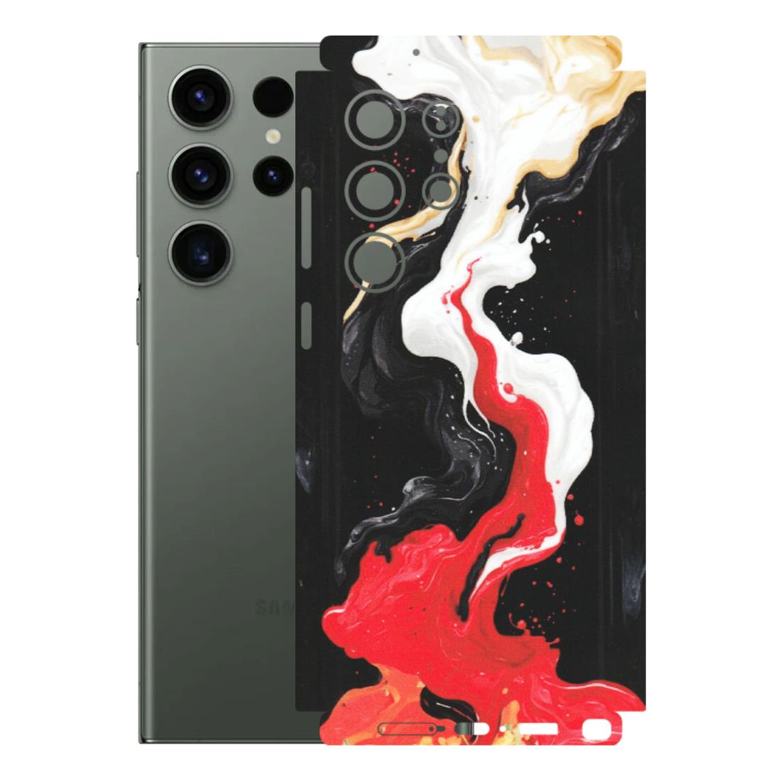 Samsung A/S Series Phone Skins (All Models) - Black Red White Paint Splash Fusion - Matte Finish (M-56) Samsung Galaxy S23 Ultra (5G)