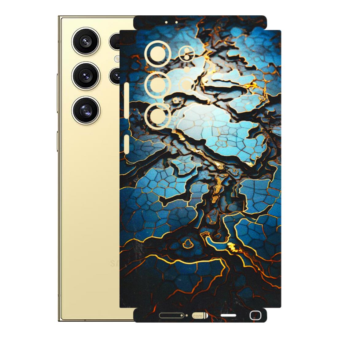 Samsung A/S Series Phone Skins (All Models) - Blue Gold Abstract - 3D Embossed Finish (L-11) Samsung Galaxy S24 Ultra (5G)