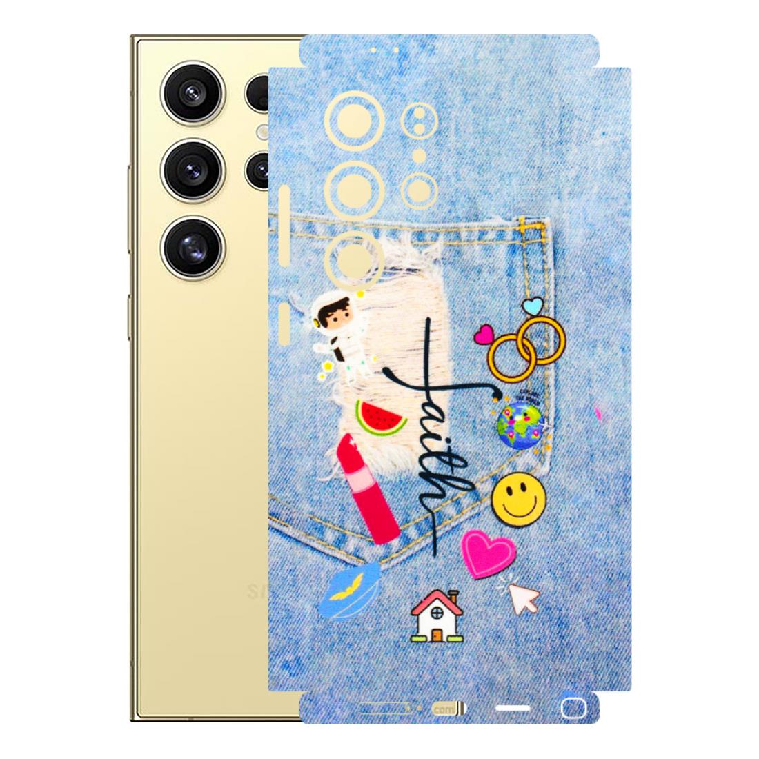 Samsung A/S Series Phone Skins (All Models) - Denim Jeans Pocket - 3D Embossed Finish (L-134) Samsung Galaxy S24 Ultra (5G)