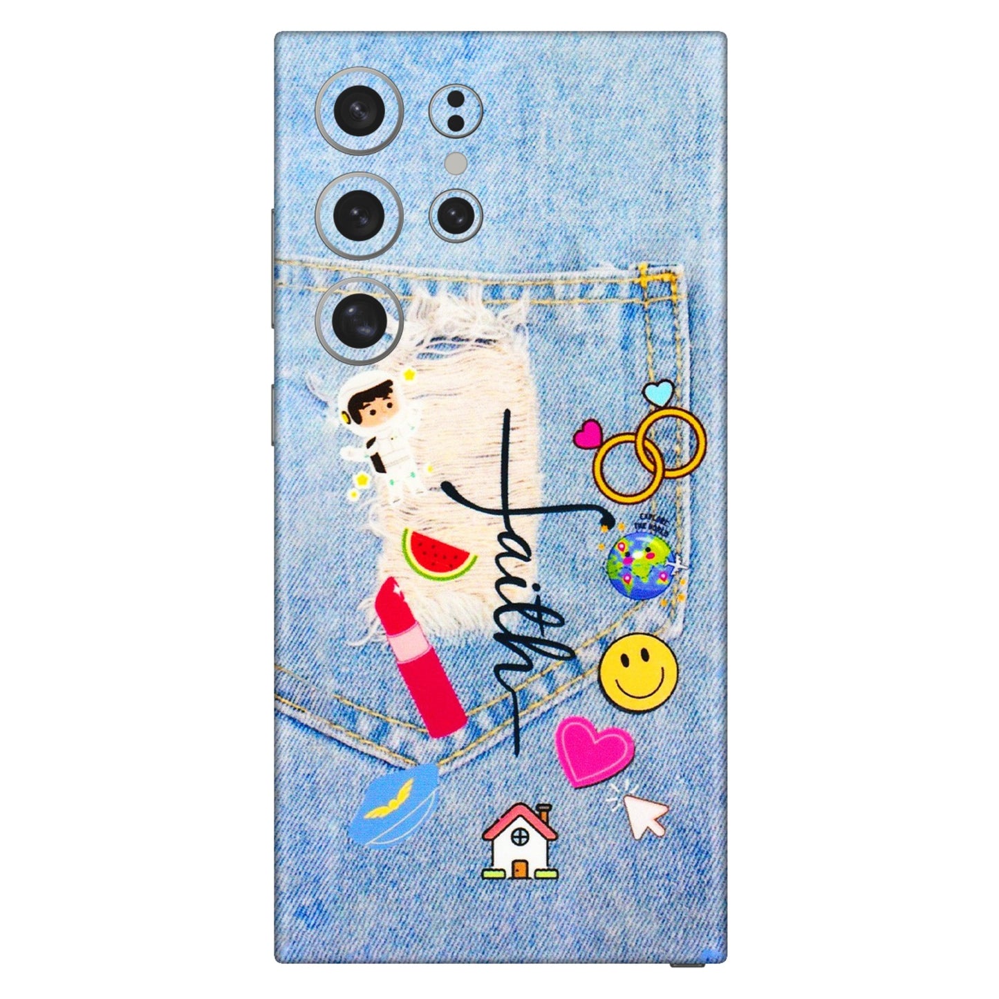 Samsung A/S Series Phone Skins (All Models) - Denim Jeans Pocket - 3D Embossed Finish (L-134) Samsung Galaxy S24 Ultra (5G)