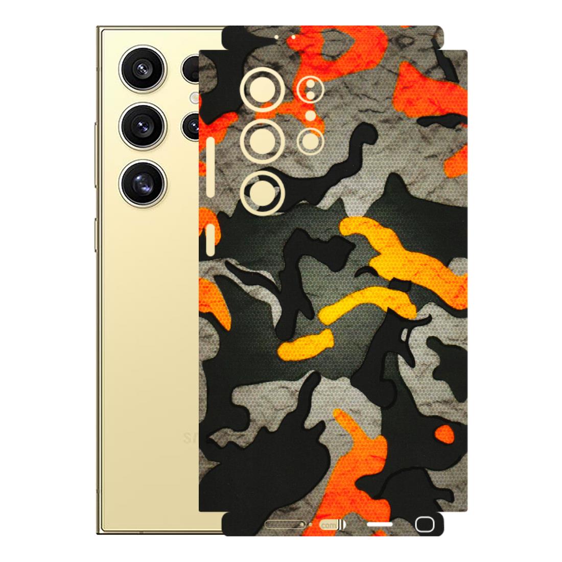 Samsung A/S Series Phone Skins (All Models) - Orange Camouflage - 3D Embossed Finish (L-204) Samsung Galaxy S24 Ultra (5G)