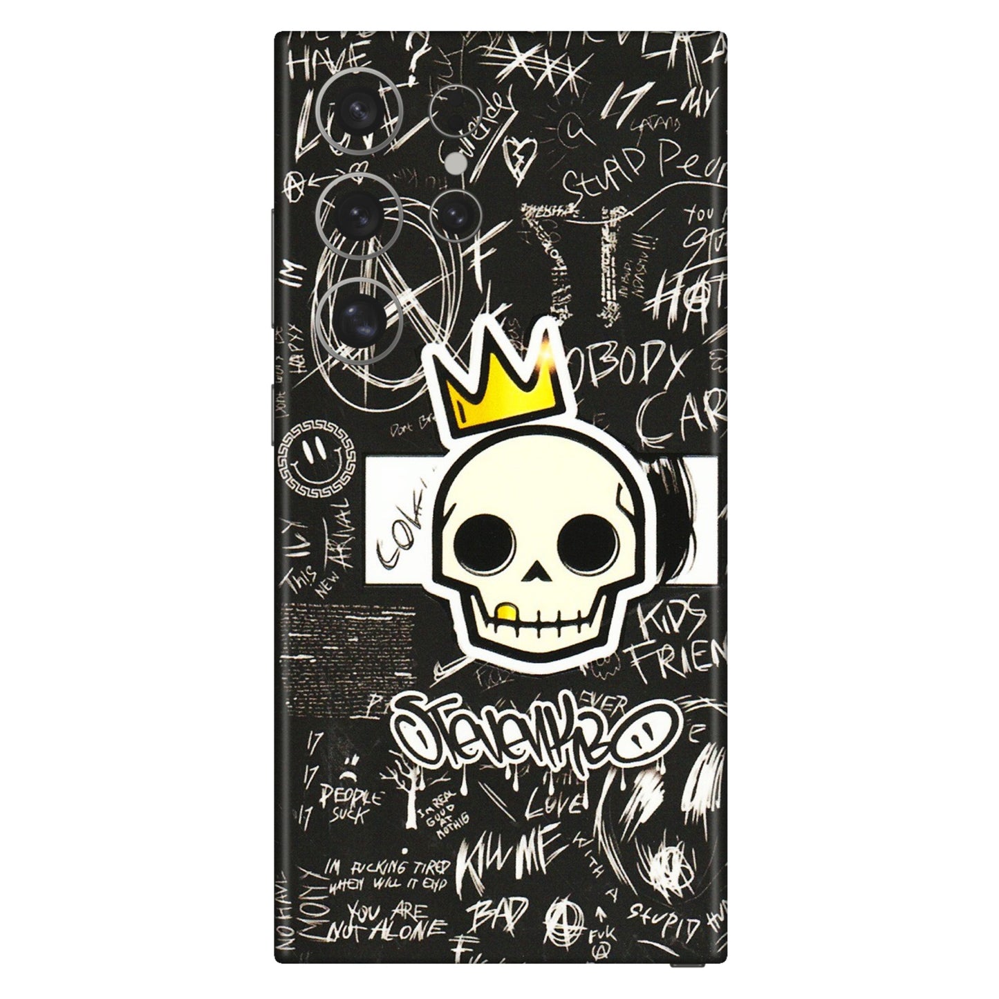 Samsung A/S Series Phone Skins (All Models) - Funny Skull Black Chalk Grafitti - 3D Embossed Finish (L-22) Samsung Galaxy S24 Ultra (5G)