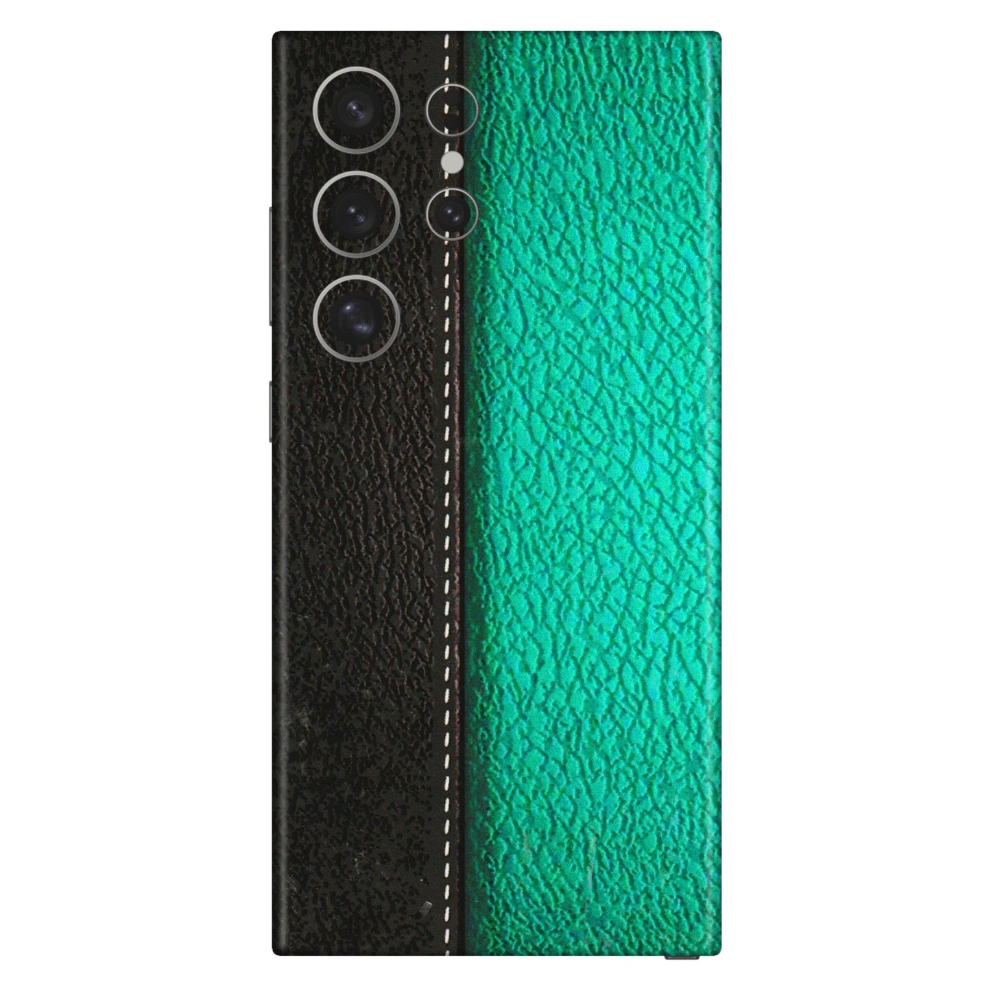 Samsung A/S Series Phone Skins (All Models) - Black Green Dual Leather Stich - 3D Embossed Finish (L-233) Samsung Galaxy S24 Ultra (5G)