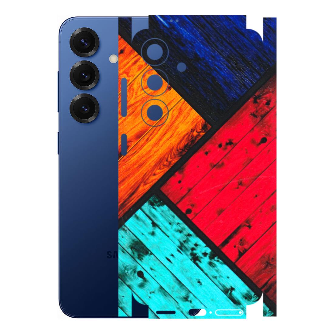 Samsung A/S Series Phone Skins (All Models) - Colourful Wood Panels Abstract - 3D Embossed Finish (L-09) Samsung Galaxy S25 (5G)
