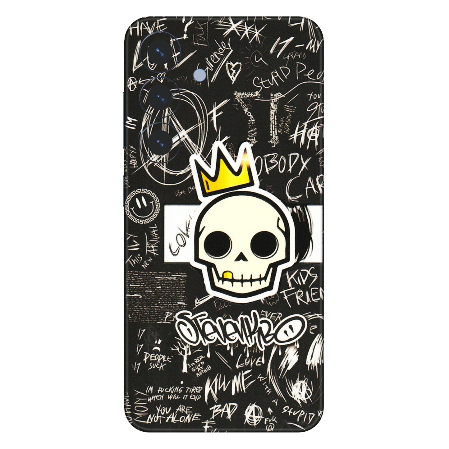 Samsung A/S Series Phone Skins (All Models) - Funny Skull Black Chalk Grafitti - 3D Embossed Finish (L-22) Samsung Galaxy S25 (5G)