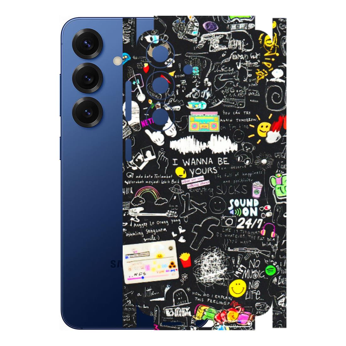 Samsung A/S Series Phone Skins (All Models) - Black Creatives Doodles - 3D Embossed Finish (L-311) Samsung Galaxy S25 (5G)