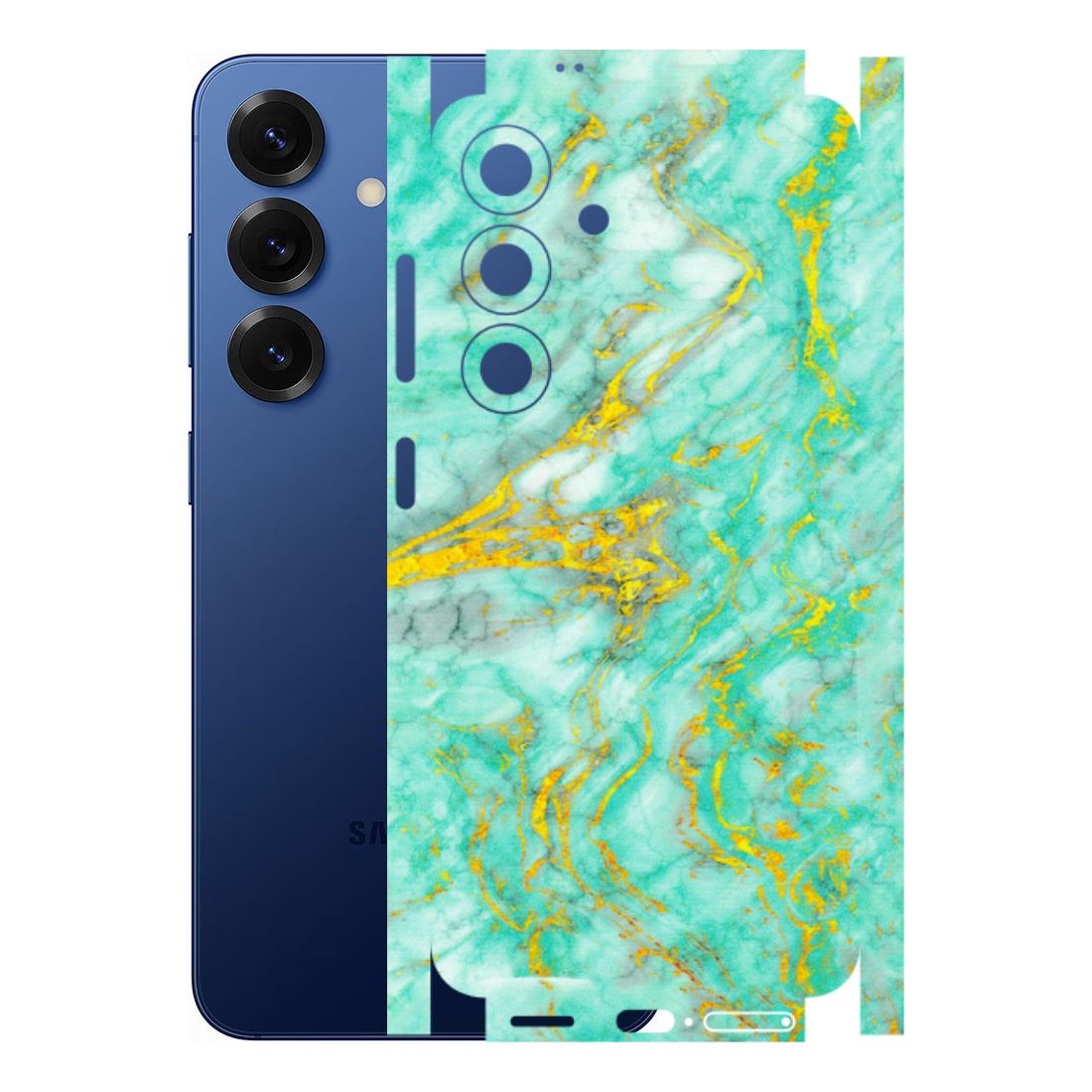 Samsung A/S Series Phone Skins (All Models) - Green And Gold Marble Feel - Matte Finish (M-16) Samsung Galaxy S25 (5G)