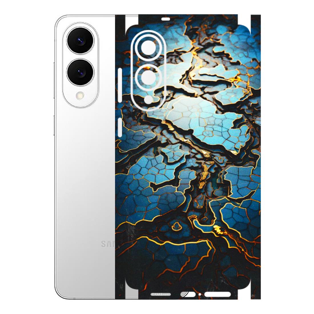 Samsung A/S Series Phone Skins (All Models) - Blue Gold Abstract - 3D Embossed Finish (L-11) Samsung Galaxy S25 Edge